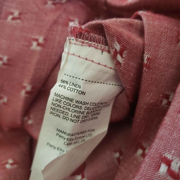 Cubavera Textured Linen Shirt Mens Large Red Aloha Casual Tropical Cotton‎ Cuban - Picture 6 of 6